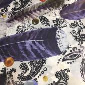 《现货》羽毛梭织数码印花夹克棉衣面料