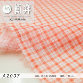 轻纱银丝底布印花格子雪纺100%涤纶裙子上装面料