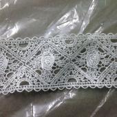 涤光丝水溶花边条码刺绣白色绣品