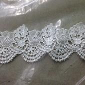 涤光丝水溶花边条码刺绣白色绣品
