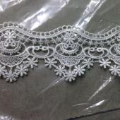 涤光丝水溶花边条码刺绣白色绣品