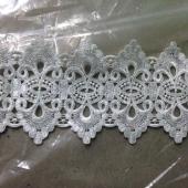 涤光丝水溶花边条码刺绣白色绣品