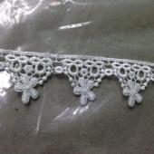 涤光丝水溶花边条码刺绣白色绣品