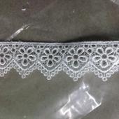 涤光丝水溶花边条码刺绣白色绣品