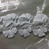 涤光丝水溶花边条码刺绣白色绣品
