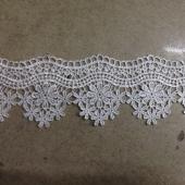涤光丝水溶花边条码刺绣白色绣品