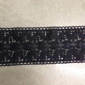 涤光丝水溶花边条码刺绣黑色绣品