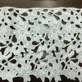 涤光丝水溶花边条码刺绣白色绣品
