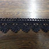 涤光丝水溶花边条码刺绣黑色绣品