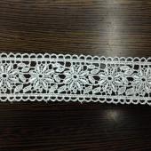 涤光丝水溶花边条码刺绣白色绣品