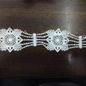 涤光丝水溶花边条码刺绣白色绣品