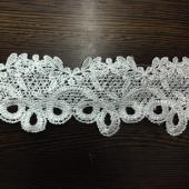 涤光丝水溶花边条码刺绣白色绣品