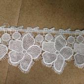 涤光丝水溶花边条码刺绣白色绣品