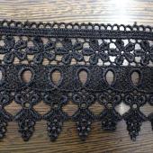 涤光丝水溶花边条码刺绣黑色绣品