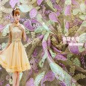 时尚绣花厂家直销刺绣蕾丝欧根纱连衣裙2016秋季女装复古裙子面料
