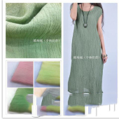 春夏复古亚麻棉混纺面料 21*14 洗水压皱肌理麻料 肌理感亚麻棉