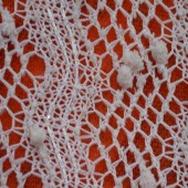 现货供应涤纶网布6816带珠片棉球女装面料时尚服装面料