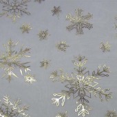 供应欧根纱烫金烫银 加密无光欧根纱大雪花点图案烫金烫银加工品