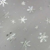 供应欧根纱烫金烫银 加密无光欧根纱雪花烫金烫银加工品