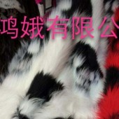 毛领布料 人造长毛毛绒布料 时尚服装超柔长毛印花黑白骷髅头布料
