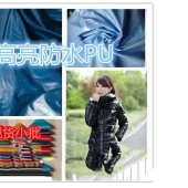 高亮羽绒服布料亮皮【40D亮PU】防水pu面料尼龙 箱包布料