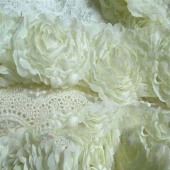 雪纺牡丹花茶花蕾丝盘花 盘花珠片绣花面料 时装 婚纱面料