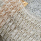 28A网眼布褶皱花边 雪纺三合一亮片盘带面料 时装 婚纱面料