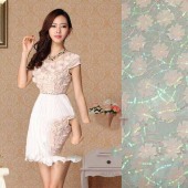 网布亮片激光绣面料 激光贴布绣 PU激光绣 婚纱礼服面料