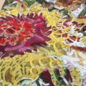 高档玻璃纱刺绣绣布,平绣满幅面料,欧根纱蕾丝绣花印花面料