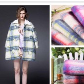 时尚大衣毛料 冬装外套面料 色织格子毛料 格子顺毛呢料现货供应