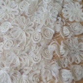 盘带绣立体蕾丝面料 盘花珠片绣花面料 时装 婚纱面料