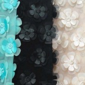 网布双层立体花绣花面料 激光绣花时装服装面料