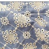 全棉绣花布 棉布打孔绣花面料 棉布刺绣花边 全棉刺绣蕾丝