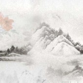 韩版畅销爆款山水画 人字纹化纤数码印花面料
