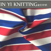 TR彩条罗马布 红蓝白三色大循环弹力色织针织服装用布