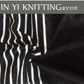 涤棉黑白条罗马布 30cm宽黑条下摆 弹力色织针织服装用布