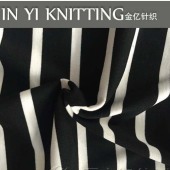 TR涤棉黑白条罗马布 大循环弹力色织针织服装用布