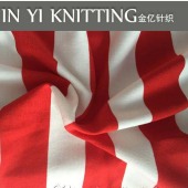 涤棉红白条罗马布 8cm大循环 弹力色织针织服装用布