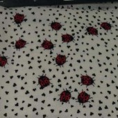 人造棉活性印花春夏裙子面料 印花主题：七星小瓢虫爱心组合