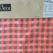 全涤红格子欧根纱女装面料