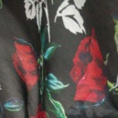 黑色底玫瑰花真丝丝麻数码女春秋冬夏服装面料 多花定制