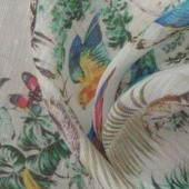 孔雀花型真丝丝麻数码女春秋冬夏女装面料 多花定制