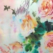 牡丹大花弹力缎数码女春秋冬夏服装面料 多花定制