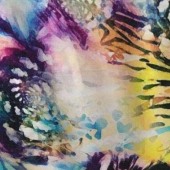 杏色底花型真丝弹力缎数码女春秋冬夏服装面料 多花定制