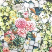 白底簇花真丝弹力缎印花女春秋冬夏服装面料 多花定制