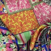 几何方块真丝弹力缎印花 女 春秋冬夏服装面料 多花定制