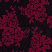 涤棉提花布 黑底红花富贵花开 酒店用布服装面辅料用布 热销