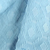 现货供应 全涤雪纺剪花面料 立体六角形 天蓝