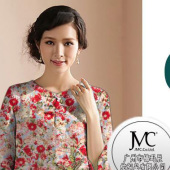 厂家直销 春夏涤氨面料、针织纬编印花、时尚新颖女装垂感好服装面料