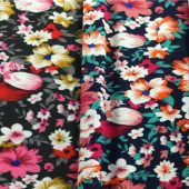 【现货供应】棉印花面料 春夏时装服装女装无弹印花布 梭织 人棉